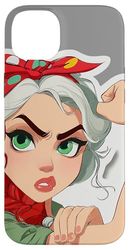 Femme Forte avec Foulard Rouge Coque pour iPhone 14 Plus