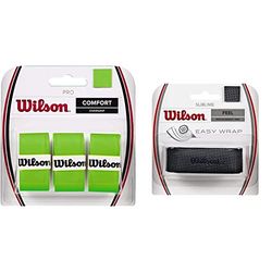 Wilson PRO Wrz470810 Overgrip, 3 Pezzi, Verde & Grip Wrz4202Bk Impugnatura Sublime Grip, Grip Base, Unisex, Nero, 1 Unitã