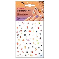 Adesivi per unghie autoadesivi di Halloween Alpino|Disegni di Halloween assortiti | Decalcomanie per unghie |Accessori per unghie con diversi disegni, glitter e colori | Nail Stickers