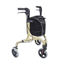 NRS Healthcare Freestyle 3 Wheel Rollator, Ultra Lightweight 5 kg (11lb) - Champagne Gold, P23049