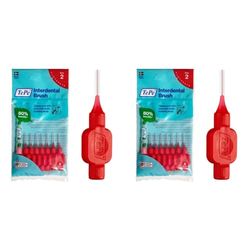 TePe Brossettes interdentaires Original - Nettoyage facile des espaces interdentaires - 1 x 8 brossettes - Diamètre 0,5mm - Rouge (Lot de 2)