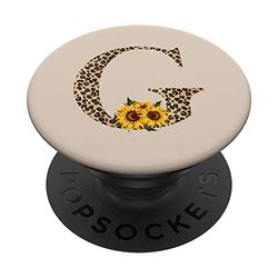 Leopard Animal Print Monogram Letter G Tan PopSockets PopGrip: Swappable Grip for Phones & Tablets