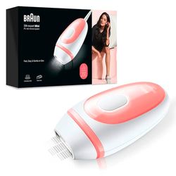 Braun IPL Silk-expert PL1000 Mini-ontharingsapparaat voor vrouwen, voor zichtbare ontharing, compact formaat voor onderweg, eenvoudig, veilig en efficiënt, wit/roze