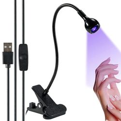 5W Lámparas Ultravioleta para Uñas de Gel, Lámpara de Mesa de Uñas Portátil Flexible con Clip de Fusibles, Lámpara LED de Uñas de Cuello de Ganso, Secador de Uñas Giratorio para Solidificar el Gel