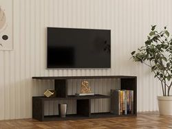 Hanah Home Scandinavian stojak pod telewizor, czarny, 100 cm x 40 cm x 29,6 cm, 100% pokryta melaminą, grubość 18 mm, stylowa i funkcjonalna do nowoczesnych pomieszczeń mieszkalnych
