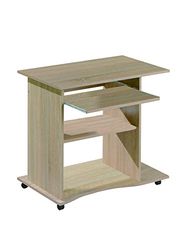 Inter Link - Mesa - mesa portátil - mesa de computador - sobre rodas - gaveta extensível - mini secretária - laminado - 80 x 50 x 75 cm, imitação carvalho sonoma - Durini