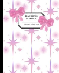 Y2K Pink Bow & Starburst Notebook – 8x10” – 100 College Ruled Pages – Retro Aesthetic Journal for Teens, Girls & Trend Lovers