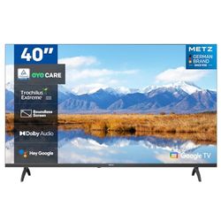 METZ 40" MTE6000 2K Smart Google TV med Dolby Audio, HDR 10 och Trochilus Extreme 2.0 inbyggd, röstfjärrkontroll, ögonvårdsfunktioner, DVB C/-T/T2-S/S2, Ci, HDMI, USB
