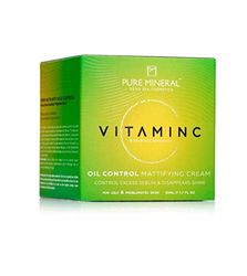 Pure Mineral - Mattierende Creme zur Ölkontrolle mit Vitamin C - Mineralien aus dem Toten Meer, Reduziert Sebum, Strahlende Haut - Ohne Silikone, Sulfate, Parabene - 50ml