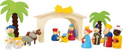 small foot Speelset houten kribbe voor kinderen, kerstdecoratie en spel, 16-delig, vanaf 3 jaar, 3945