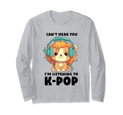 No puedo escucharte, estoy escuchando mercancía de K-pop Lion Kpop Manga Larga