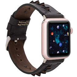 Burkley Correa de piel para Apple Watch de 38/40 mm y 42/44 mm, estilo vintage, compatible con todos los Apple Watch, hecha a mano (42/44 mm, color negro - BA12)