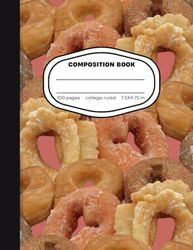 Composition Book: Donut Variety Print College Ruled Soft Matte Finish 100 Page Journal