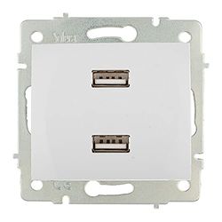 Dubbele USB-oplader, 230 V, 5 V, 4200 mA, wit, voor inschakelen, ERP2USB, Serie Europa ERP2USB