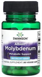 Swanson - Albion Molybdenum | Essential Mineral for Enzyme and Metabolic Support | 400mcg Capsules - 60 Count