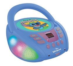 Lexibook - Disney Stitch - Lecteur CD Bluetooth pour Enfants - Portable, Effets Lumineux, Prise Micro, Entrée aux-in, Pile ou Secteur, Filles, Garçons, Bleu, RCD109D, petit
