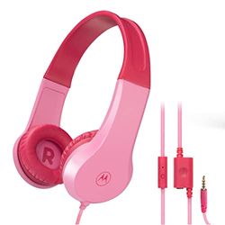 Motorola Sound JR200 - Casque pour Enfants avec câble - limitation du Volume 85 DB avec répartiteur Audio - sans BPA - à partir de 3 Ans - Rose