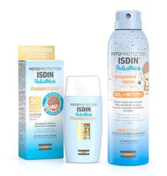 Fotoprotector ISDIN Pediatrics Fusion Water SPF50+ 50ml e Transparent Spray Wet Skin SPF 50+ 250ml | Per Tutte le Tipologie di Pelle