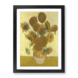 The Sunflowers By Vincent Van Gogh Classic Painting Framed Wall Art Print, Ready to Hang Picture for Living Room Bedroom Home Office Décor, Black A3 (34 x 46 cm)