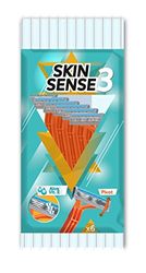 Skin Sense 3 - Bolsa de 6 Maquinillas de Afeitar Desechables de 3 Hojas con Cabezal Basculante y Banda Lubricante con Aceites Esenciales, Verde