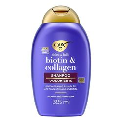 OGX Shampoo Thick & Full + Biotin & Collagen, Shampoo volumizzante capelli con Biotina e Collagene, Shampoo capelli fini con effetto rinforzante per capelli forti, corposi e sani, 385 ml