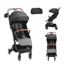VEVOR Standaard kinderwagen voor peuters met verstelbare rugleuning van 95 ° tot 175 graden, verstelbare voetensteun van 0/90 graden, inklapbare bekerhouder, draagtas met één klik, zwart