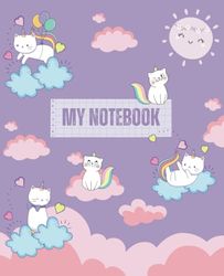 Cat Notebook: Cute Kawaii Cat Notebook | Wide Ruled | 110 pages