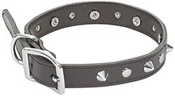 CHAPUIS SELLERIESLA041 Collar de Perro - Piel sintética marrón con Tachuelas - Ancho 15 mm - Largo 35 cm - Talla S