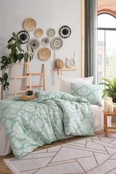 Nuit Des Rêves Water Green XL Quilt Cover Set (155 x 200 cm), 65% algodón/35% poliéster, Incluye 1 Funda de Almohada (80 x 80 cm), Lavable a máquina, diseño Elegante