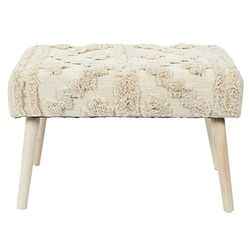 HOME DECO FACTORY, HD7524, Mirage-modelbank, Mirage-collectie, eigentijds meubilair, stoffen zitting, bank en kruk, 60 x 40 x 32 cm, witbruin