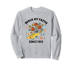 Walk By Faith desde 1955 Rose Flower Religious cumple 69 años Sudadera