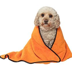 Glart T44WG super absorbent soft dog towel pet towel for car and household, microfiber dog bath towel 90x60 cm, orange, high water absorption