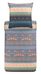 Bassetti Orosei 9323455 Parure de lit en Coton mako avec 2 pièces avec Fermeture éclair Gris 200 x 200 cm 80 x 80 cm