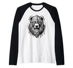 Oso Vikingo Guerrero Odin Berserker Oso Nórdico Guerrero Camiseta Manga Raglan