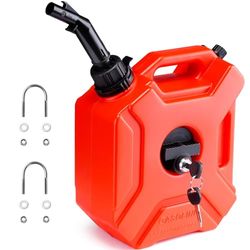 VEVOR Bränslebehållare, 5 L, Jerrican, med avlopp, låsbar förvaringsgas, automatisk avstängning, justerbart flöde för de flesta bilar, motorcyklar, SUV, ATV, UTV, röd