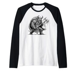 Oso Vikingo Guerrero Odin Berserker Oso Nórdico Guerrero Camiseta Manga Raglan