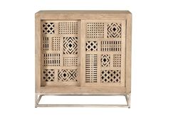 Aparador 2 Puertas Correderas en Madera de Mango y Bade de Metal, con Estante Interior