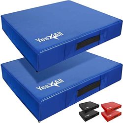 Yes4All UZAJ Premium Silenciador Drop Pads Almohadillas para levantamiento de pesas con cubierta de PVC multicolor para aislar el sonido y proteger el suelo para Deadlift, Squat, Lunge, AZUL - 15 CM