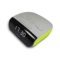 Metronic 477035 - Rádio despertador digital com relógio LED branco para mesa com função de alarme duplo, Sleep/Snooze e sintonizador de rádio Am/FM com memória para 20 emissoras
