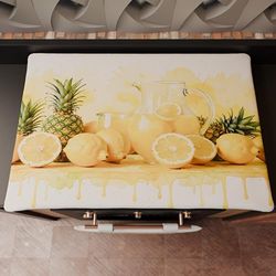 PETTI Artigiani Italiani - Accessoires Textiles de Cuisine, Couvre-poêles 46 x 70 cm en Microfibre, Couvre-cuisinière élégante pour gaz et Induction, en Impression numérique Citrons et Ananas, 100