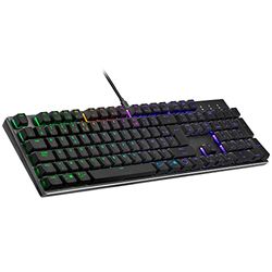 Cooler Master Tastiera meccanica SK652 (full size), con tasti piatti flottanti, illuminazione RGB, porta USB cablata di tipo A, compatibile con PC e MacOS, layout FR, interruttori rossi