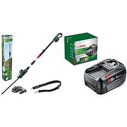 Bosch Home and Garden 06008B3000 - Tijeras Cortasetos telescópicas (1 batería, Sistema de 18 V, en Caja) & Bosch batería PBA 18V 4.0Ah W-C (Sistema de 18 voltios, 4,0 Ah, en Caja)