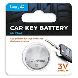 Simply Auto SB-CR1632 Long Lasting 3V Lithium Coin Cell Car Key Battery ideal for Car Key fobs, Watches, Calculators and Small Toys - 1x Blister Pack