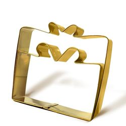 Zenker Set di 2pz taglia biscotti Pacchetti Regalo, materiale in acciaio inox colore oro, dimensione pacchetto grande 8x8,5 cm piccolo 6x8,5cm