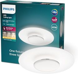Philips Sceneswitch, Plafonnier Garnet, 3 Réglages, 30 W, Blanc Chaud 2700K, Blanc