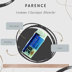 PARENCE.- Gomma Bianca Classica/Gomma Cubica Liscia - 4.5x2x0.7cm