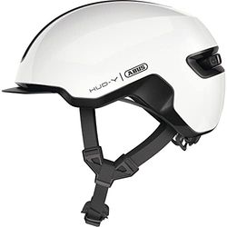 ABUS Urban-helm HUD-Y - magnetisch, oplaadbaar LED-achterlicht & magneetsluiting - coole fietshelm voor dagelijks gebruik - voor mannen en vrouwen - wit, maat S