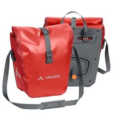 VAUDE Aqua Front –Alforjas delanteras para bicicleta, Juego de 2 bolsas adaptables a la carga e impermeables , Rojo (Lava), 28 L (2 X 14 L)