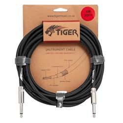 Tiger Cable de instrumento de guitarra de 6 m – Cable mono jack a jack de 1/4 pulgadas, conectores de cobre, cable blindado de bajo ruido para guitarra eléctrica, bajo, teclado, amplificador