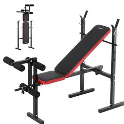 VEVOR Gewichtsbank, multifunctioneel, verstelbare halterbankdrukken voor training van het hele lichaam, 170 kg oefening, zitbank voor thuissportschool, krachttraining, platte bank met snel vouwen en